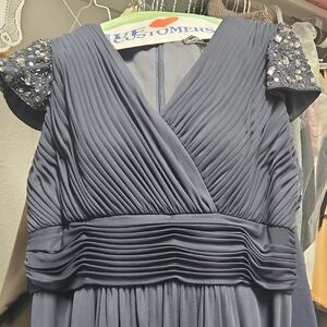 Jessica Howard Navy Blue Dress with Embellished Sleeves